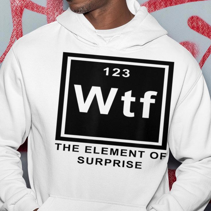 Science Witz Periodic Table Is The Element Of Surprise Wtf Gray Kapuzenpullover Lustige Geschenke