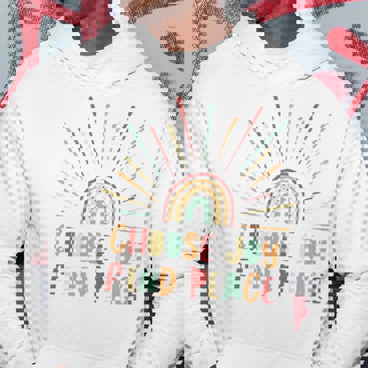 Vintage Choose Joy Find Peace Mensaje Positivo Manga Larga Sudadera Regalos divertidos
