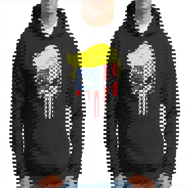 Camisa Trump Hair Skull Para El 4 De Julio Regalo Con La Bandera Estadounidense De Trump Sudadera