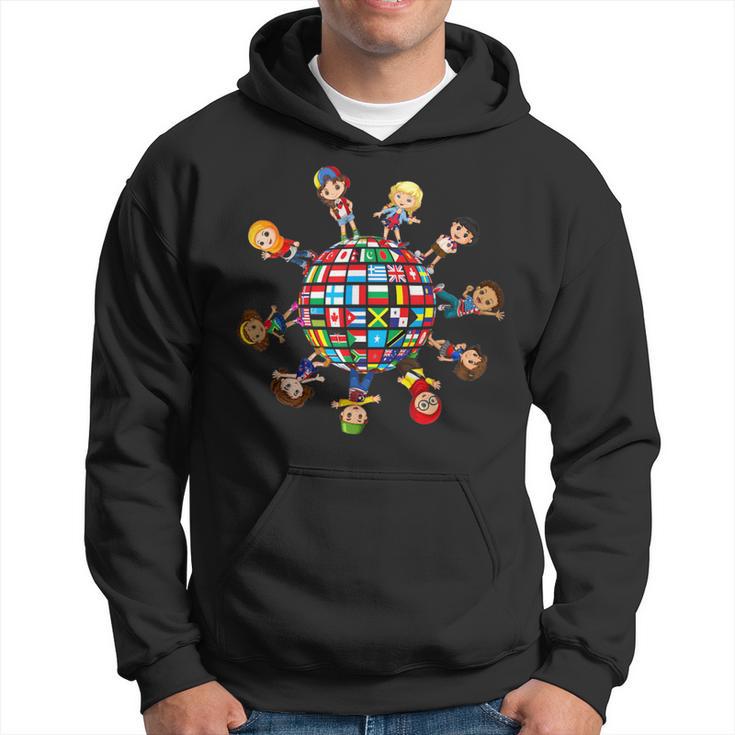 Children's From Different Countries And Nations Flags World Kapuzenpullover