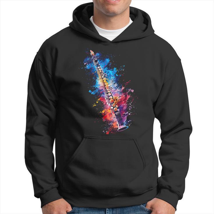 Clarinet Instrument On Colourful Painted Clarinet Kapuzenpullover