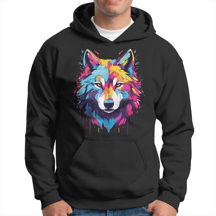 Colorido Lobo Arte Amante Lobos Espíritu Animal Multicolor Arte Sin Mangas Sudadera