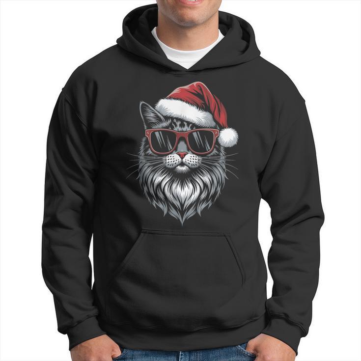 Cool Christmas Cat Santa Christmas Fun Kapuzenpullover