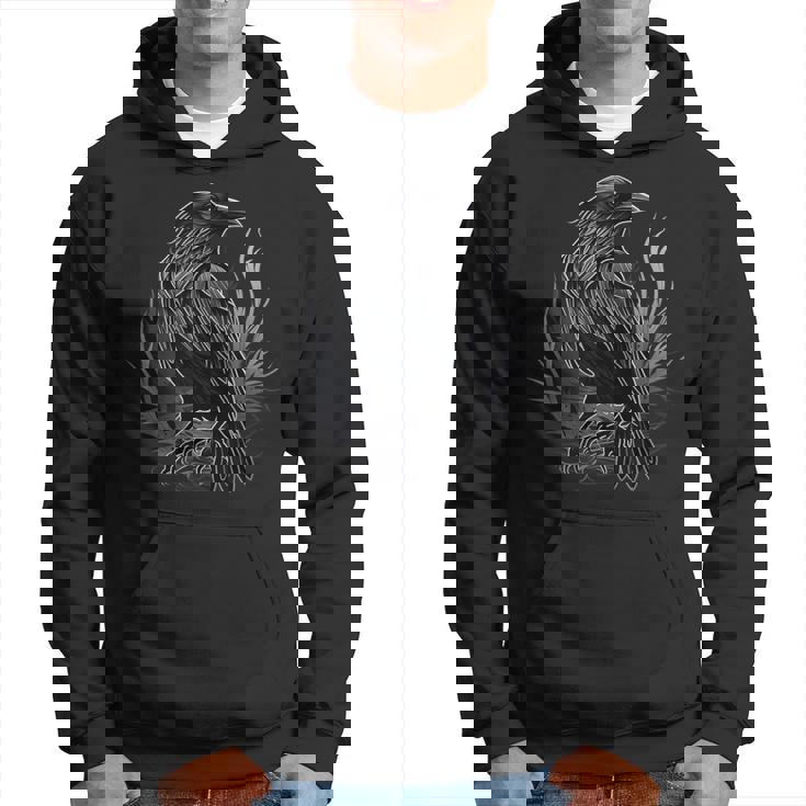 Cuervo Negro Gótico Con Estampado De Cuervo Sudadera