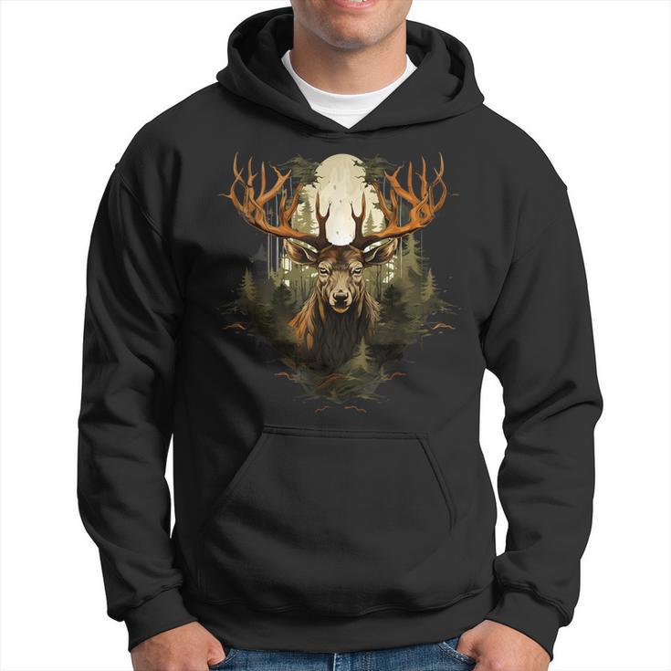 Deer Wildlife Nature Motif Animal Lovers Landscape Forest Kapuzenpullover