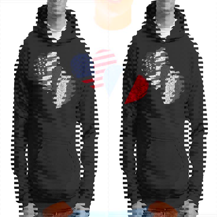 Drapeau Usa France Coeur Pays Américain Français Sweat à capuche