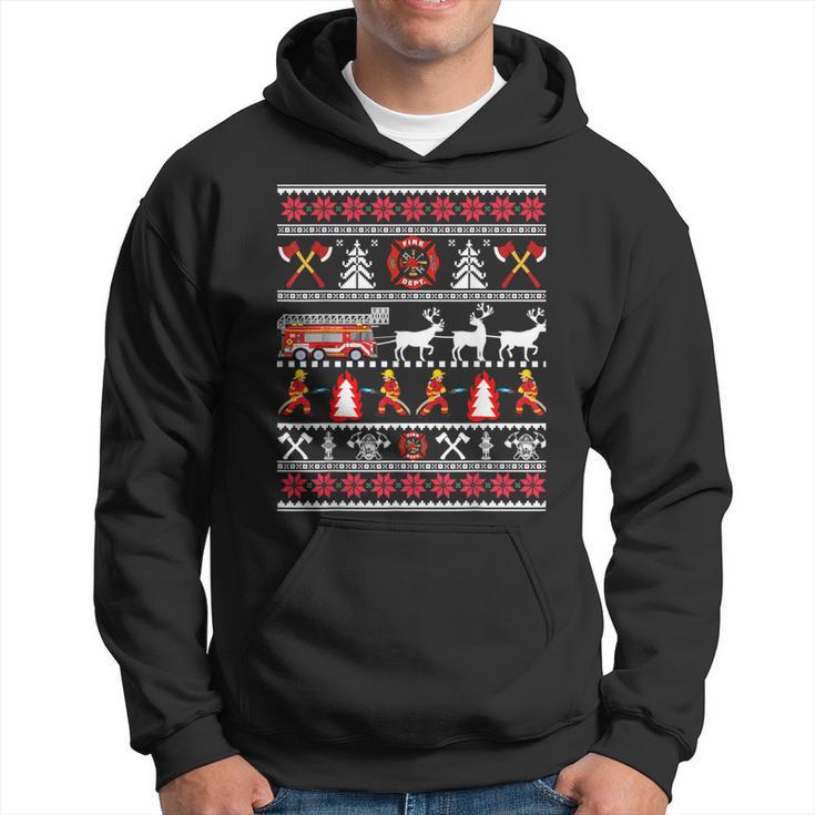 Fireman Ugly Christmas Sweater Fireman Fire Brigade Kapuzenpullover