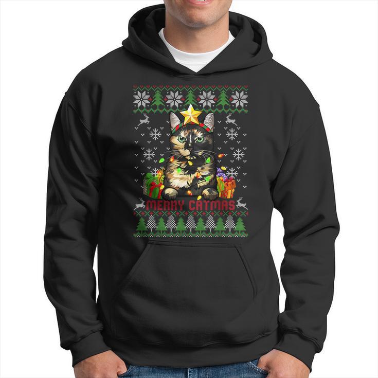 Merry Catmas Tortoiseshell Cat Ugly Christmas Jumper Kapuzenpullover