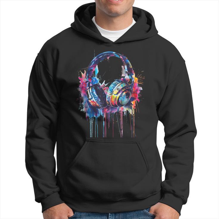 Headphones Music Dj Beatmaker Techno Splash House Music Edm Kapuzenpullover