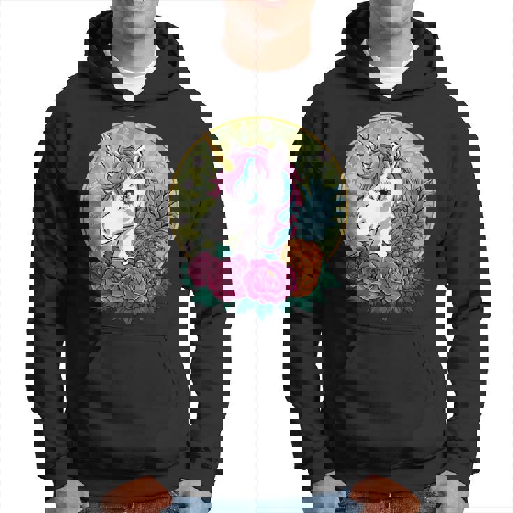 Lindo Unicornio Kawaii De Dibujos Animados Con Rosas Y Piña Sudadera