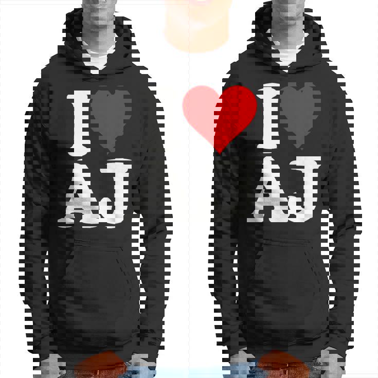 I Love Heart Aj AJ A J Initals Monograma Nombre Nombre Sudadera