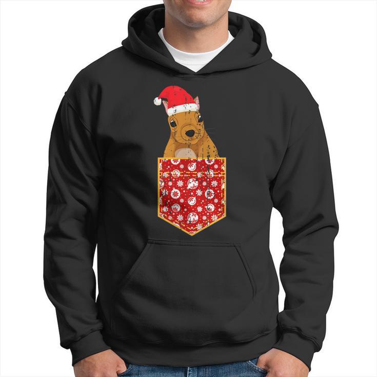 Merry Christmas Forest Animal Chest Pocket Squirrel Kapuzenpullover