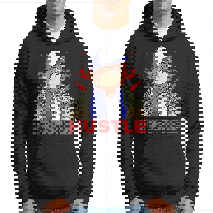 Ours En Peluche Hustle Hard Hard Hard Hard Entrepreneur Sweat à capuche
