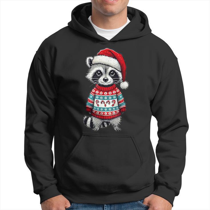 Raccoon Ugly Sweater Santa Hat Christmas Kapuzenpullover