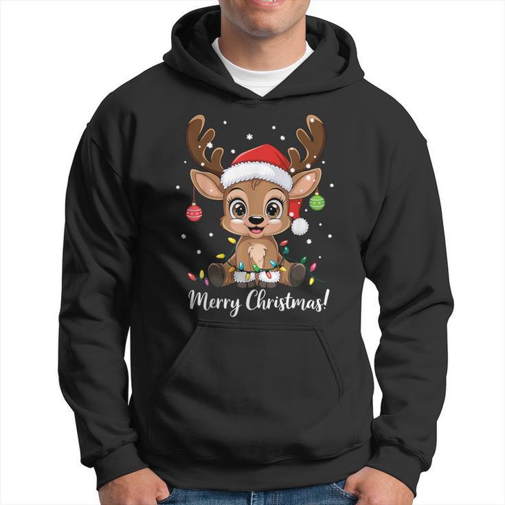 T-shirt De Noël 'Renne Et Bonnet' - Motif Mignon Merry Christmas - Coupe Classique Légère - Idéal Pour Les Fêtes