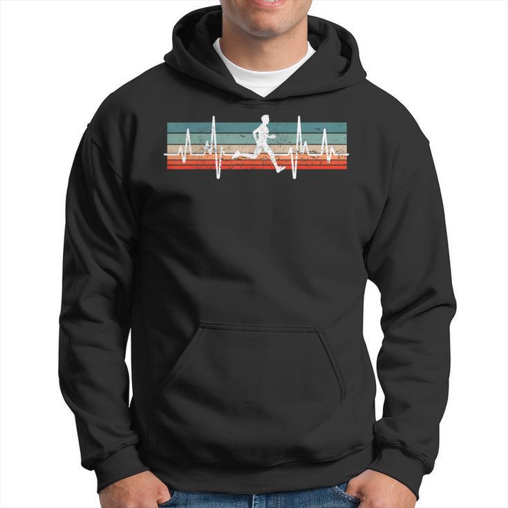 Retro Running Marathon Jogging Heartbeat Ecg Runner Motif Kapuzenpullover