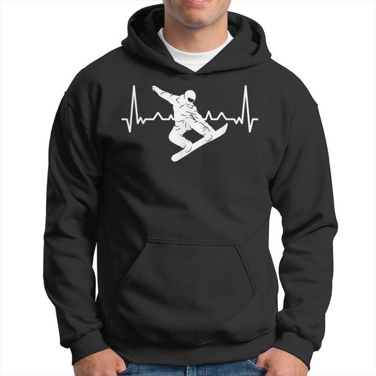 Snowboarding With Heartbeat Pulse Ecg And Snowboarder Kapuzenpullover