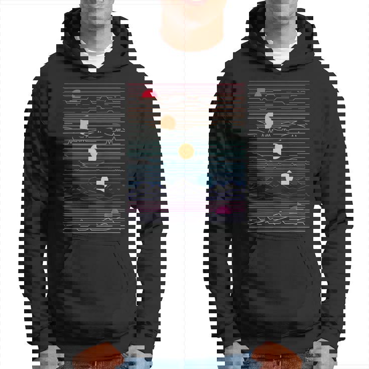Sunsets Arte De Línea Estilo Retro SintetizadorNew Wave Regalo Sudadera