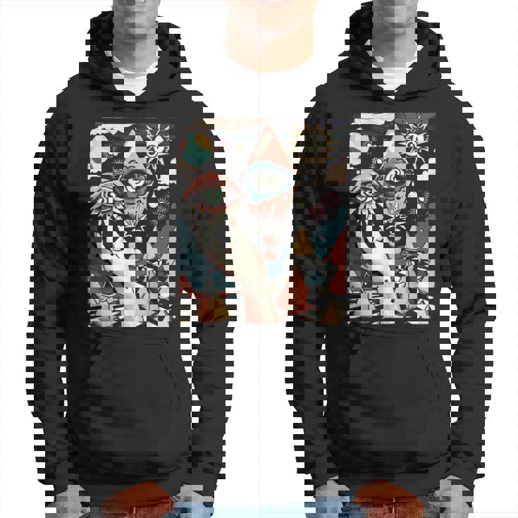 Vintage Abstracto Cuadros Surrealista Arte Ojos Pirámide Sudadera