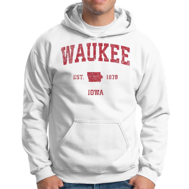 Waukee Iowa Iaintage-Sportdesign Roter Druck Kapuzenpullover