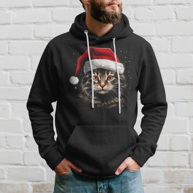 Cat With Christmas Hat Christmas Cat Santa Kapuzenpullover Geschenke für Ihn