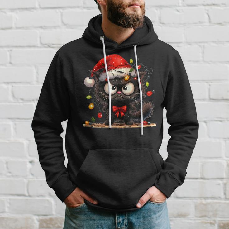 Christmas Grumpy Angry Cat Naughty Fairy Lights Kapuzenpullover Geschenke für Ihn