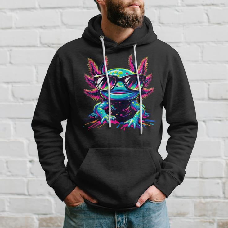 Cool Axolotl With Sunglasses Colourful Motif Axolotl Kapuzenpullover Geschenke für Ihn