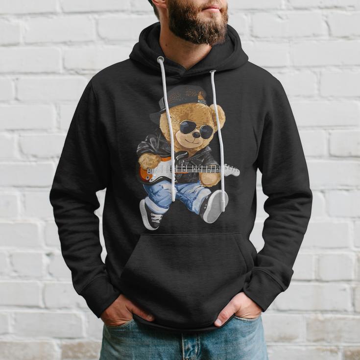 Cute Teddy Bear Playing Electric Guitar Kapuzenpullover Geschenke für Ihn