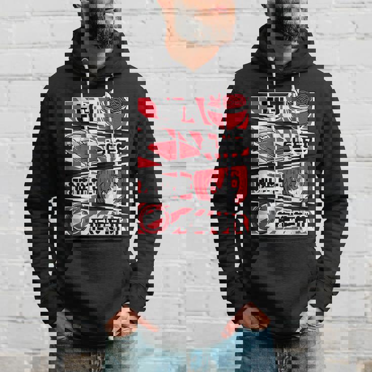 Eat Sleep Anime Repeat Kawaii Otaku Manga Japan Fan Kanji Sudadera Regalos para él