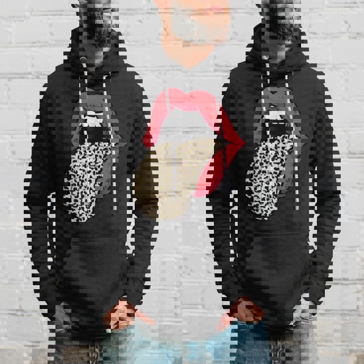 Estampado De Leopardo Labios Rojos Sexy Cheetah Leopard Print Labios Rojos Sudadera Regalos para él