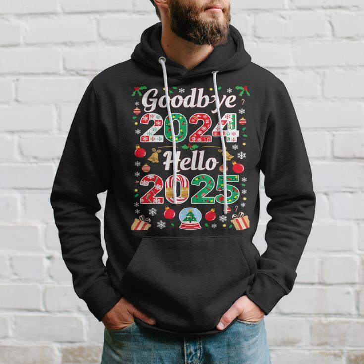 Goodbye 2024 Hello 2025 Merry Christmas Happy New Year 2025 Kapuzenpullover Geschenke für Ihn