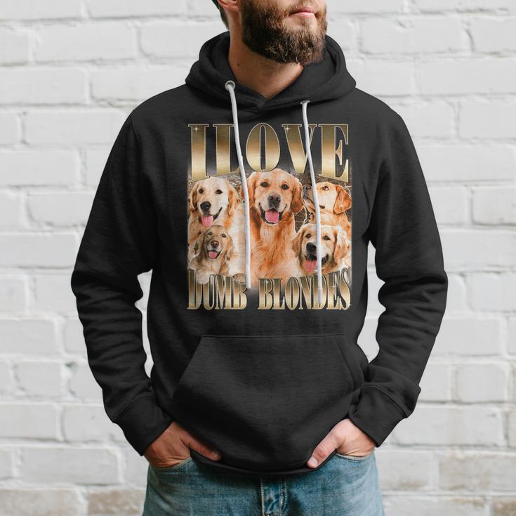 Ich Liebe Dumme Blondinen Lustiger Meme-Hundeliebhaber Kapuzenpullover Geschenke für Ihn