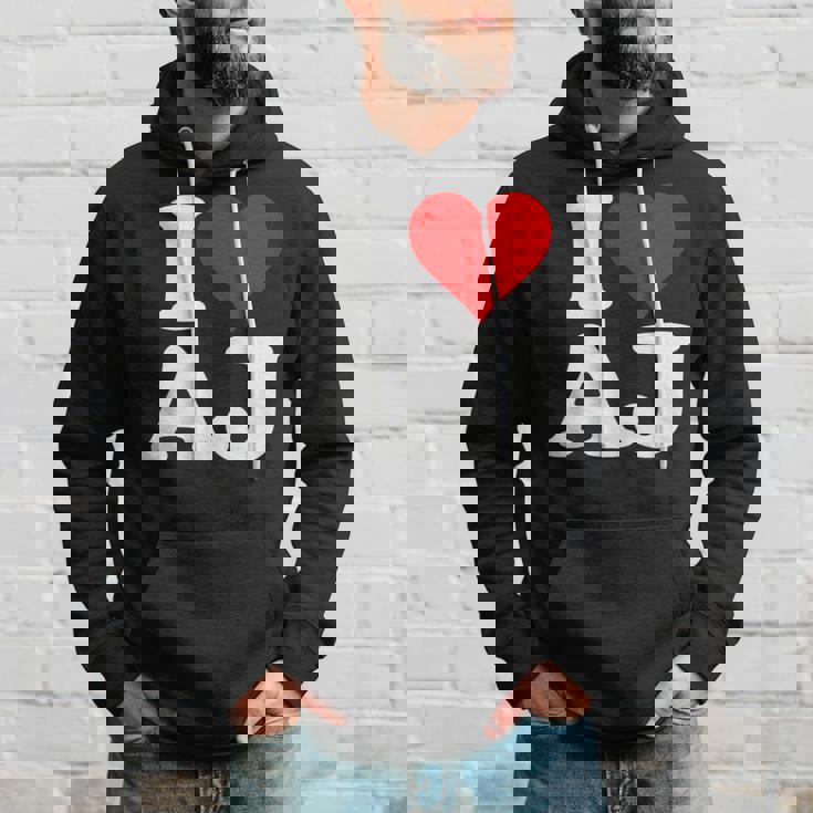 I Love Heart Aj AJ A J Initals Monograma Nombre Nombre Sudadera Regalos para él