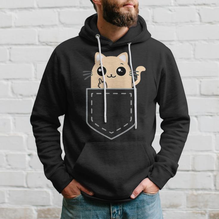 Lustige Katze Mittelfinger Stinkefinger Cat Kawaii Kapuzenpullover Geschenke für Ihn