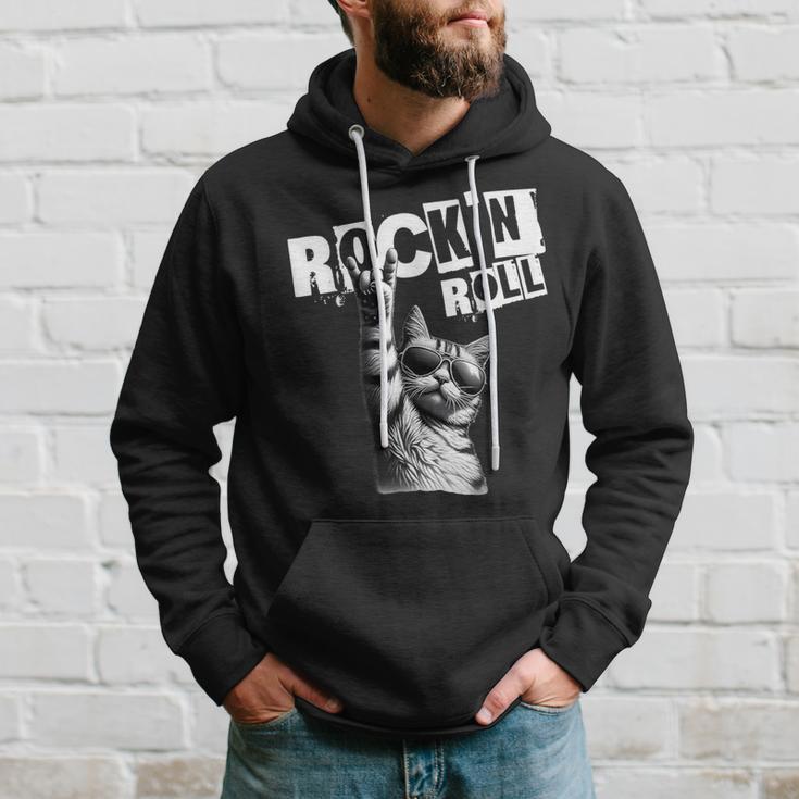 Lustiges Musik Festival Rock Katze Rock N Roll Kapuzenpullover Geschenke für Ihn