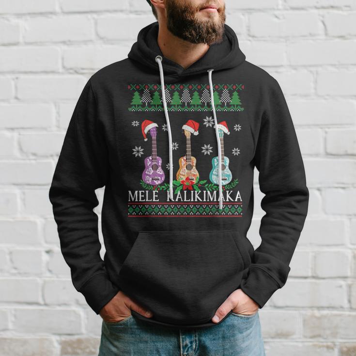 Mele Kalikimaka Hawaiian Christmas Ukulele Ugly Kapuzenpullover Geschenke für Ihn