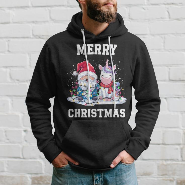 Merry Christmas Santa Hat Gnome Unicorn Xmas Party Christmas Kapuzenpullover Geschenke für Ihn