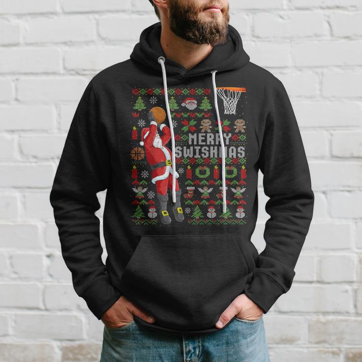 Merry Swishmas Ugly Christmas Basketball Christmas Kapuzenpullover Geschenke für Ihn