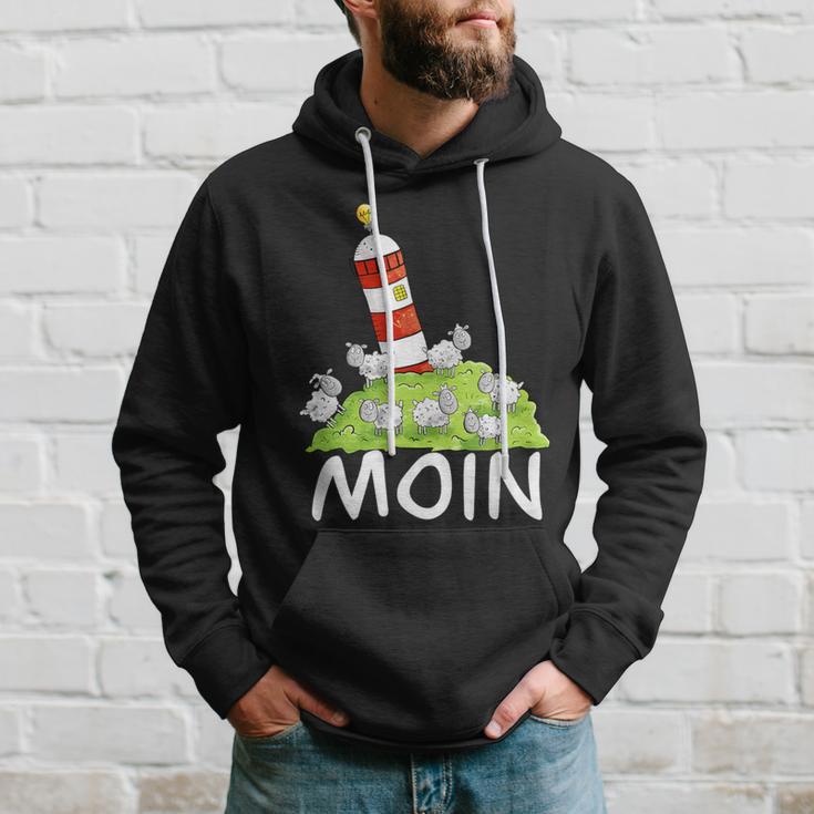 Moin North Sea Lighthouse Motif I North Sea Island Sheep Kapuzenpullover Geschenke für Ihn