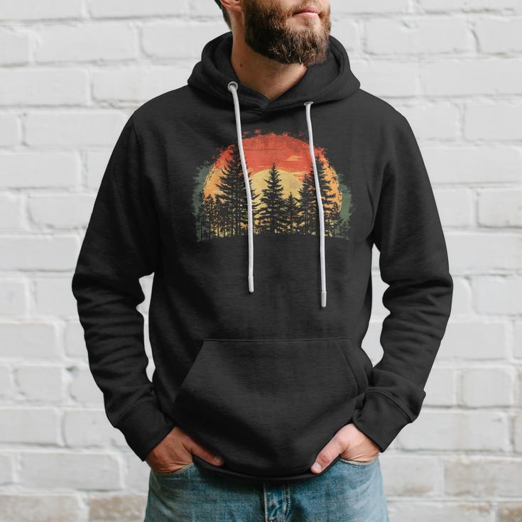 Outdoor Tree Nature Lovers Sunset Retro Forest Kapuzenpullover Geschenke für Ihn