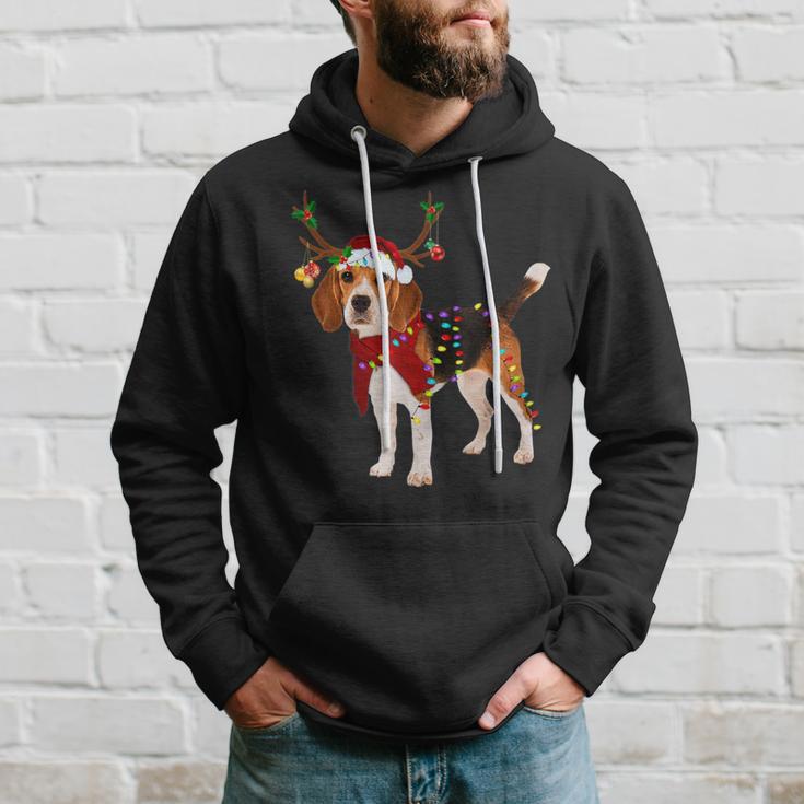 Santa Claus Beagle Reindeer Light Christmas Kapuzenpullover Geschenke für Ihn