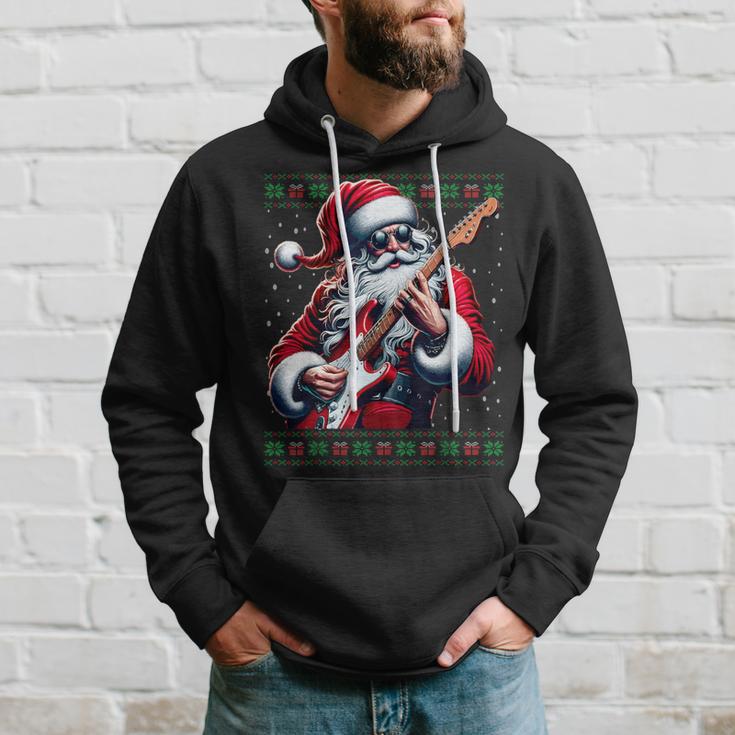 Santa Claus Guitar Ugly Christmas Jumper Kapuzenpullover Geschenke für Ihn