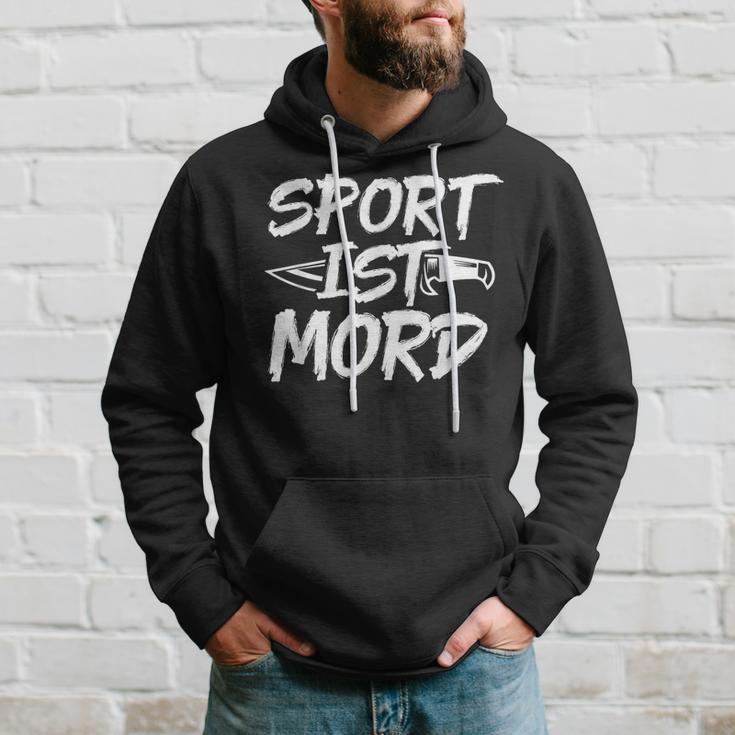 Sport Ist Mord Anti Unsporty Knife Lazy Retro Kapuzenpullover Geschenke für Ihn