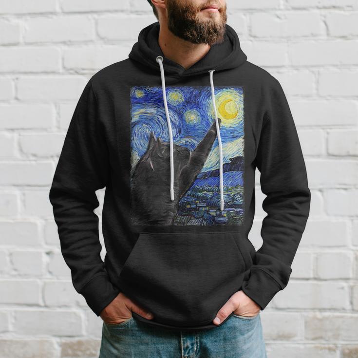 Starry Night Catan Gogh Cat Kapuzenpullover Geschenke für Ihn