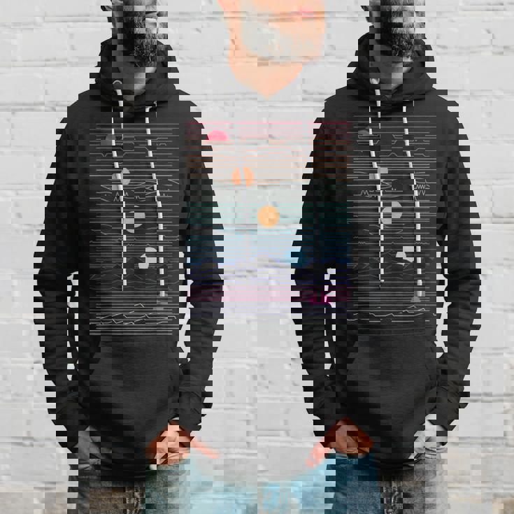 Sunsets Arte De Línea Estilo Retro SintetizadorNew Wave Regalo Sudadera Regalos para él