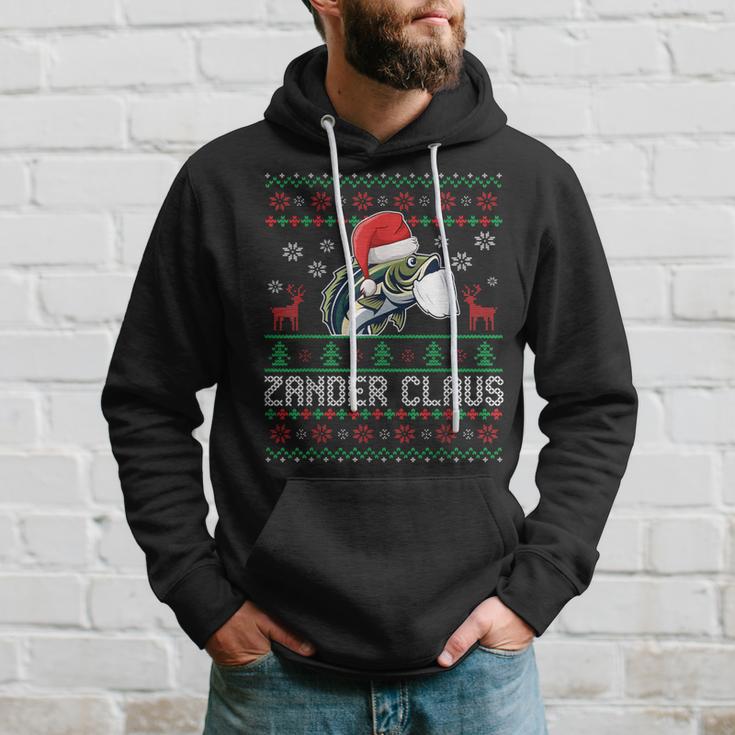 Ugly Christmas Zander Claus Angler Weihnachten Fishing Sports Kapuzenpullover Geschenke für Ihn