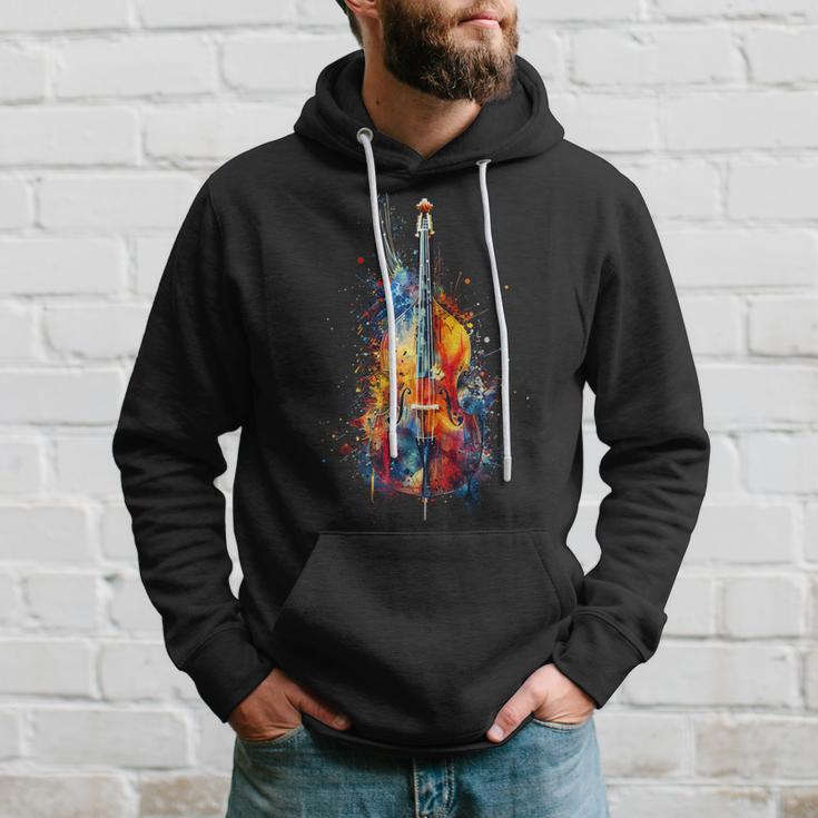 Upright Bass Instrument On Colourful Lacquered Double Bass Kapuzenpullover Geschenke für Ihn