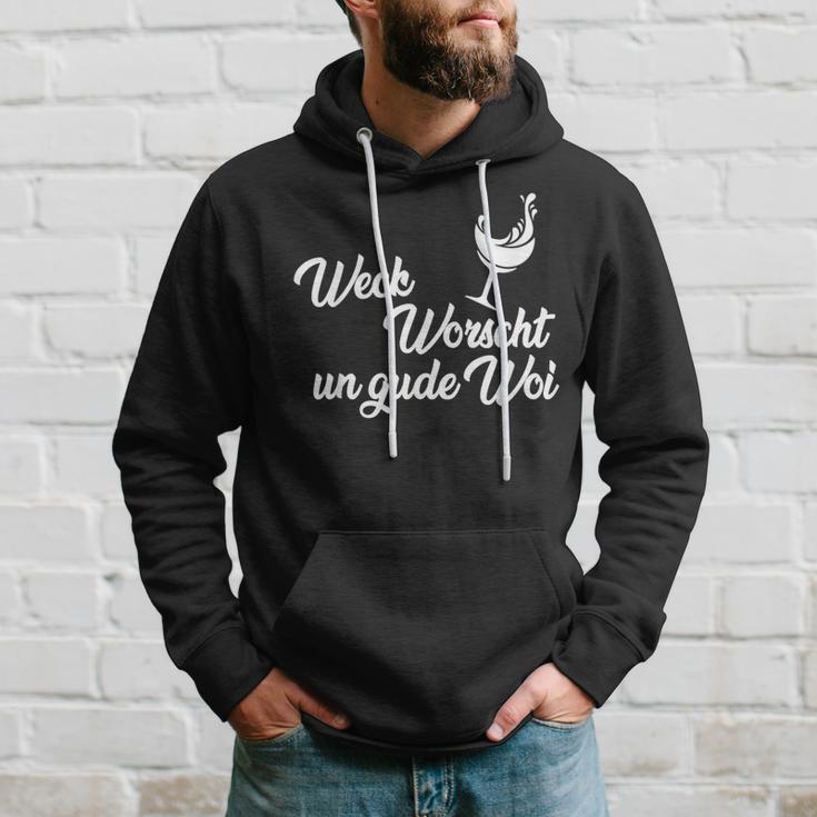 Weck Worscht Un Gude Woi Hessen Pfalz Saying Dialect Kapuzenpullover Geschenke für Ihn