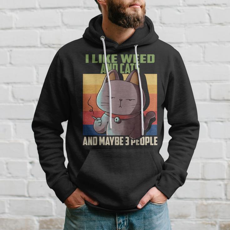 I Like Weed Cats And Maybe 3 People Cat Cannabis Grass Kapuzenpullover Geschenke für Ihn