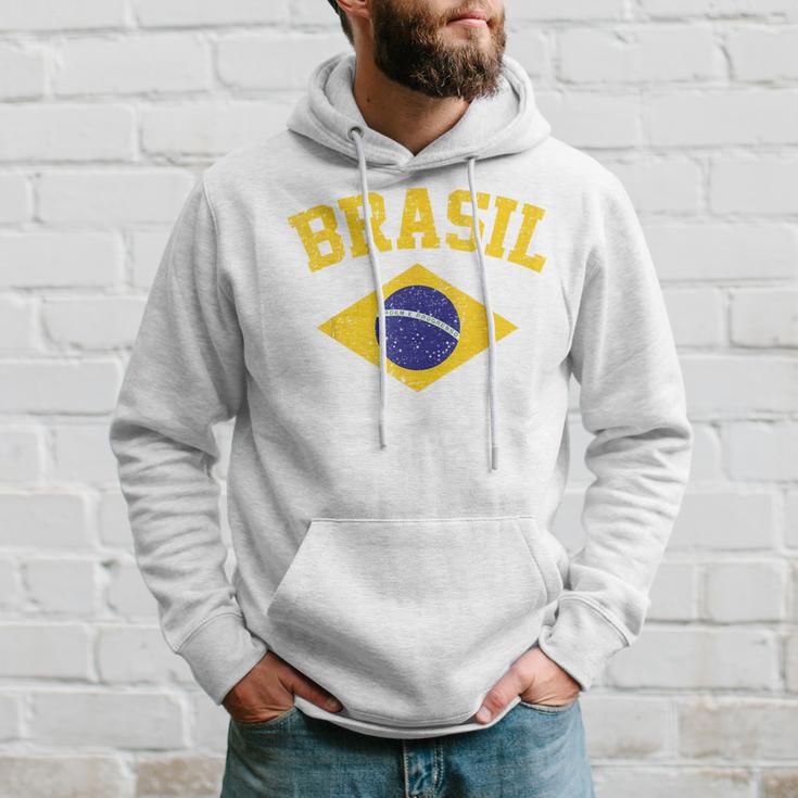 Brazilian National Flagintage Patriotic Football Brazil Green Kapuzenpullover Geschenke für Ihn